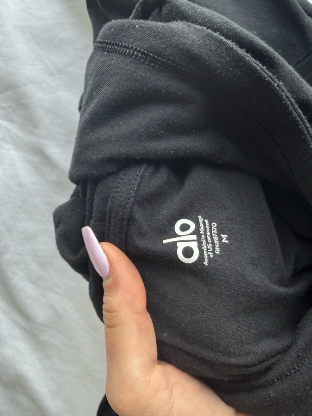 ALO Yoga Black Active Top with White Logo